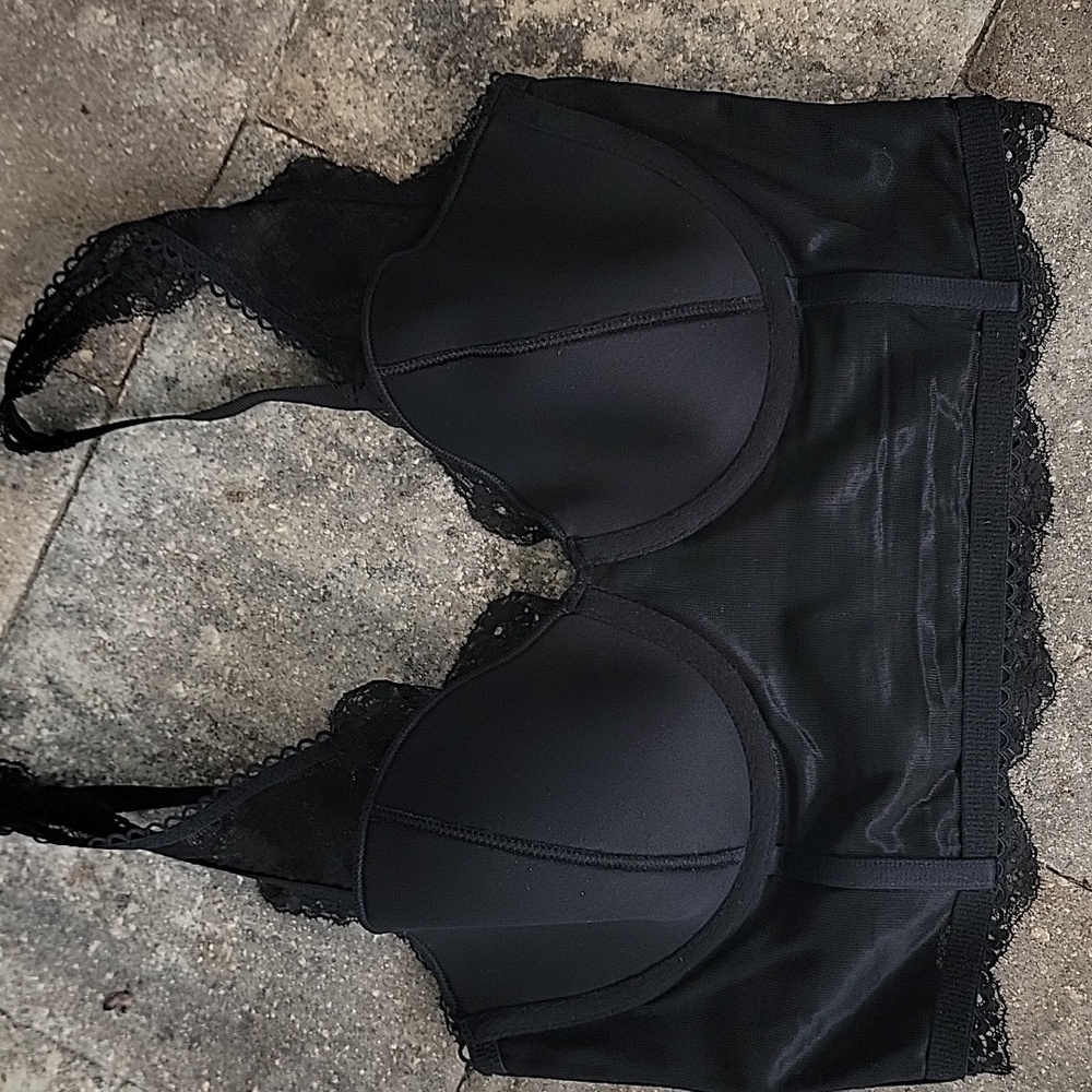 Victoria's Secret Dream Angels Lined Demi Black Lace Longline Bra Sz 36D - Picture 8 of 12